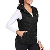 MoFiz Womens Puffer Softshell Vest Hooded Lightweight Insulated Hybrid Down Jacket Full Zip Running Vest