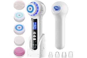 UMICKOO Face Scrubber Exfoliator with LCD Screen,Rechargeable Facial Cleansing Brush IPX7 Waterproof 3 in 1 Blackhead Remover Vacuum for Exfoliating,Massaging and Deep Pore Cleansing