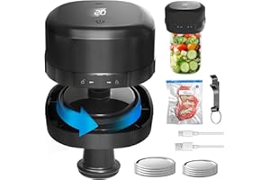 OIDOZAC Electric Mason Jar Vacuum Sealer, 3-in-1 Mason Jar Vacuum Sealer Kit for Wide & Regular Mouth Mason Jars Vacuum Bags, Cordless Canning Vacuum Sealer for Food Storage Strong Suction, Black