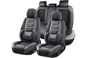 Coverado Car Seat Covers Full Set, Seat Covers for Cars, Front Seat Covers and Back Seat Cover Waterproof Leather Automotive Seat Cover Universal Car Interior Protectors Cushion for Most Cars