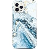 JIAXIUFEN Gold Sparkle Glitter Case Compatible with iPhone 12 and iPhone 12 Pro Marble Design Slim Shockproof TPU Soft Rubber Silicone Cover Phone Case 6.1 inch 2020 Blue