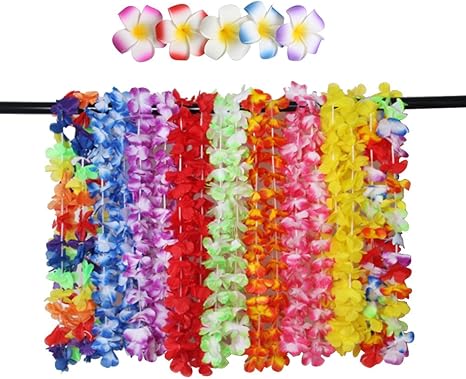Amazon Co Jp Toymytoy ハワイ花輪 ハワイアンレイ ハワイフラワー 花飾り ガーランド 写真撮影道具 ネックレス フェスティバル 18花輪 12プルメリアヘアピン ランダムな色 ホーム キッチン