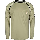 BOCOMAL FR Shirts for Men Crew Neck Long Sleeve 5.5oz Light Weight Flame Resistant/Fire Retardant Clothing Shirt