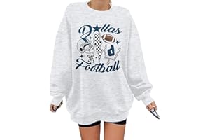 KIMSOONG Football Sweatshirts For Women Oversized Game Day Sweatshirt Cowboy Football Grapic Shirt Long Sleeve Pullover Tops