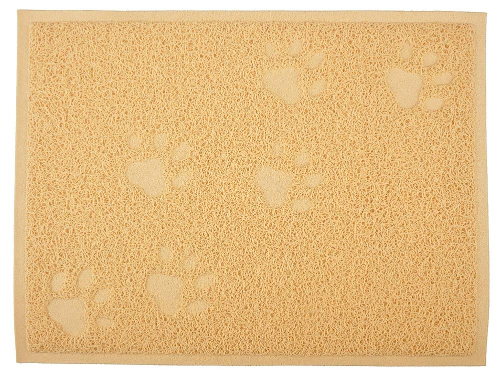 DM Cat Litter Tray Debris Catcher Mat,Pet Feeding Placemat,40x30 cm,6 Colours Available (Creamy)