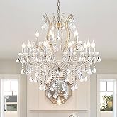 TMAFON Modern Gold Chandelier Light Fixture - Large Maria Theresa Crystal Chandeliers for Dining Room, Kitchen Island, Living