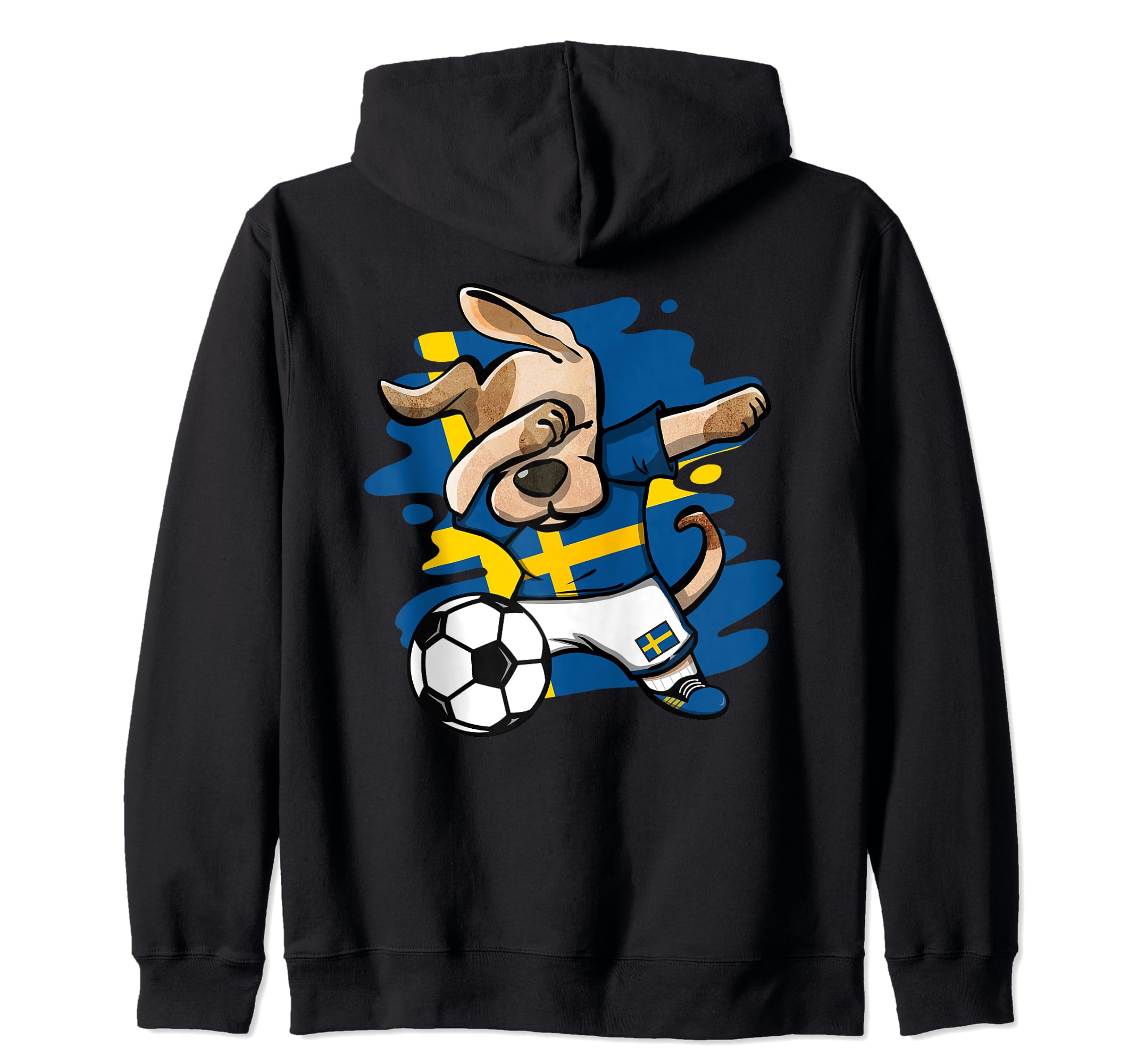 Dabbing Dog Sweden Soccer Fans Jersey Swedish Flag Football Zip Hoodie