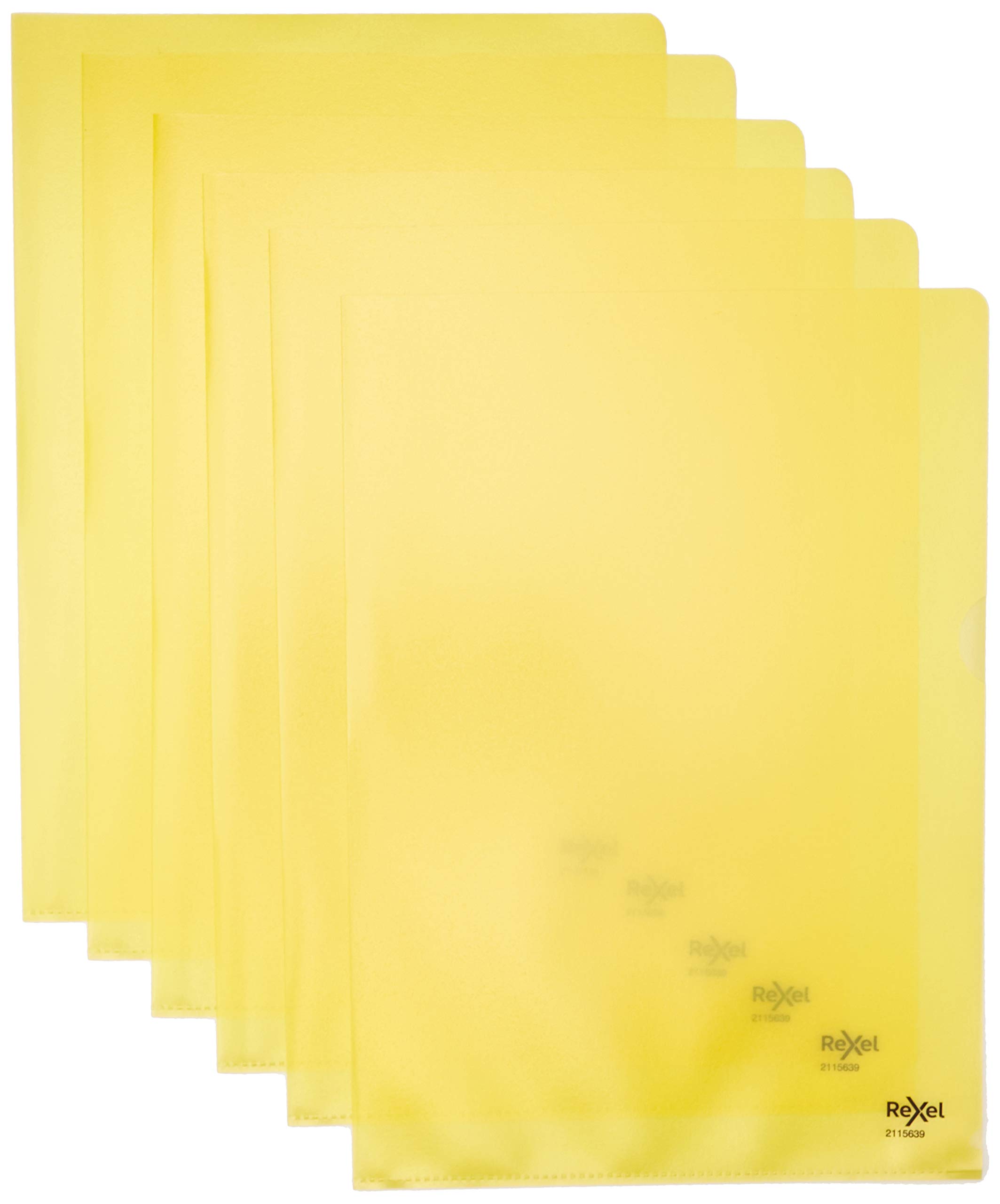 Rexel Quality A4 Document Folder, Yellow Embossed, 115mic, Cut Flush, Copy Safe, Pack of 100, 2115639