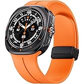 ANCOOL for Samsung Galaxy Watch Ultra Bands 47mm, Soft Silicone Sport Magnetic Band for Samsung Galaxy Ultra Watch Band for Men Women, Orange