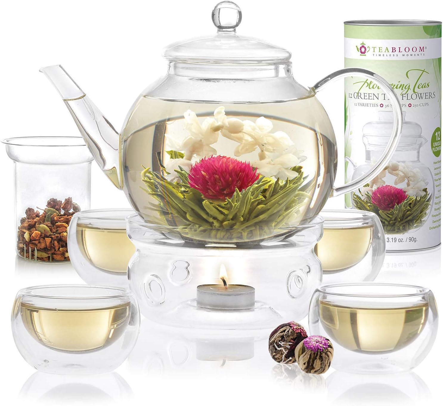 Amazon Teabloom Teapot Set Complete Tea Gift Set Clear Teabloom