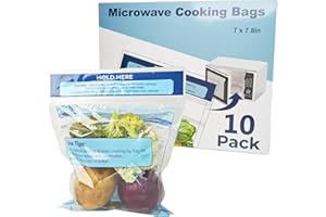 TMEDW 10 Pack Steam Cooking Bags, Steam Food Storage Bags, Microwave Steamer Bags for Vegetables, Seafood and Meat, Microwave and Freezer Safe