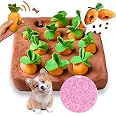 CECE PAW Dog Enrichment Puzzle, Interactive Squeaky Carrot Farm Snuffle Mat for Mental Stimulation and Puppy Brain Training, Small, Medium and Large Dogs (Upgraded Carrots with Treat Pockets)