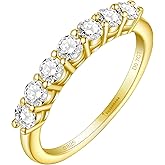 SILVERNANA D Color VVS Moissanite Eternity Wedding Band for Women 925 Sterling Silver Stackable Anniversary Ring for Her Size 4-10