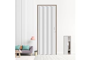 HARDJULAN 30X79in Interior Folding Accordion Doors for Living Spaces,White PVC,Handle Latch Includes