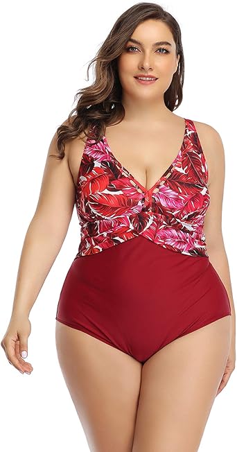 red plus size bathing suit
