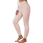 Famulily Womens Soft Ribbed Knit Fleece Leggings Winter Warm Thermal Tights Pants