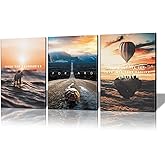 BWSPACE Motivational Canvas-Inspirational 3 Pieces Wall Art Decorations for Office Living Room and Bedroom Decor