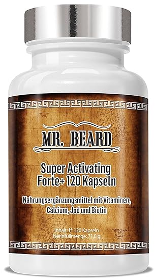 Bart Wachstums Mittel Bartwachstum beschleunigen - Beard Super Activating Forte+ 120 Cellulosekapseln für fülligeres Haar und
