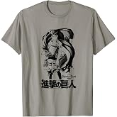 Attack on Titan Season 3 Levi with Cloak Black Outline Anime T-Shirt