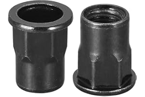 uxcell M10 Rivet Nuts, Thread Half Hexagonal Carbon Steel Zinc-Plated Flat Head Threaded Insert Nut Black 20Pcs