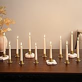 NUPTIO Gold Candlestick Holder Bulk: Set of 12 Brass Small Taper Candle Stick Holders - Short Modern Metal Candleholder for Thanksgiving Christmas Holiday Decor