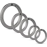 KeyUnity Titanium Flat Key Rings, 33/25/17.5mm Side Pushing Split Ring for Key Carabiner Flashlight Knife Dog ID Collar Tag