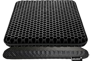 HELISHY Gel Seat Cushion for Long Sitting - Wheelchair Cushion for Pressure Sores - Office Chair Car Seat Cushion for Coccyx,Sciatica,Back,Hip & Tailbone Pain - Egg Seat Cushion with Non-Slip Cover, Black