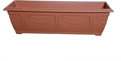 Whitefurze 2 x 60cm Venetian Window Box Trough Terracotta Plastic Planters