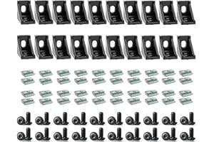 BLCCLOY 20 Sets Aluminum Extrusion 2020 Aluminum Profiles Corner Bracket 20 Series Black Right Angle with T Slot Nuts and Bolts Hardware for 2020 2040 V Slot Extruded Aluminum Connectors Accessories