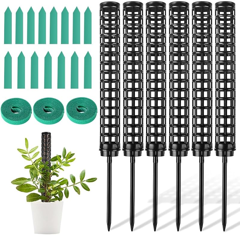 OFFCUP 6x 25cm/50cm Plastic Moss Poles with Tags Velcro for Monstera