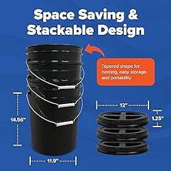 ePackageSupply 5 Gallon Black Bucket with Gamma