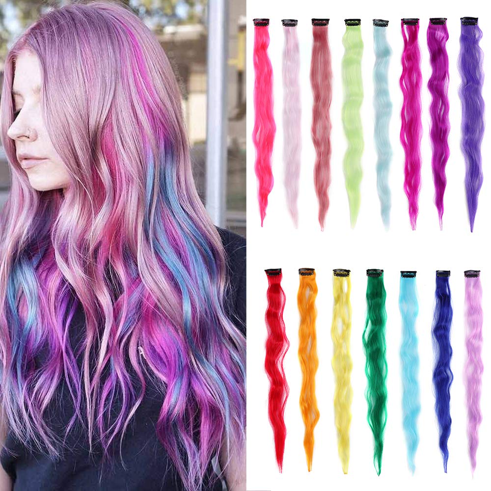 15 Stck. bunte Clip inExtensions 20 Zoll bunte synthetische Clip inExtensions lockiges Haar
