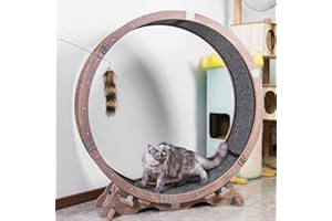 MornHalo 43“Cat Wheel Exerciser for Indoor Cats,Black Walnut Easy to Build Cat Treadmill Wheel,Running Wheel,Large Cat Exercise Wheels,Pets Furniture, Cats Loss Weight Device,Large Pet Treadmill.