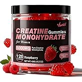 Asumtal Creatine for Women 5000 MG, Creatine Gummies, Creatine Monohydrate Supplement for Muscle Growth, Strength & Energy Support, Sugar Free Pre Workout Gummies 120 Count Raspberry Flavor
