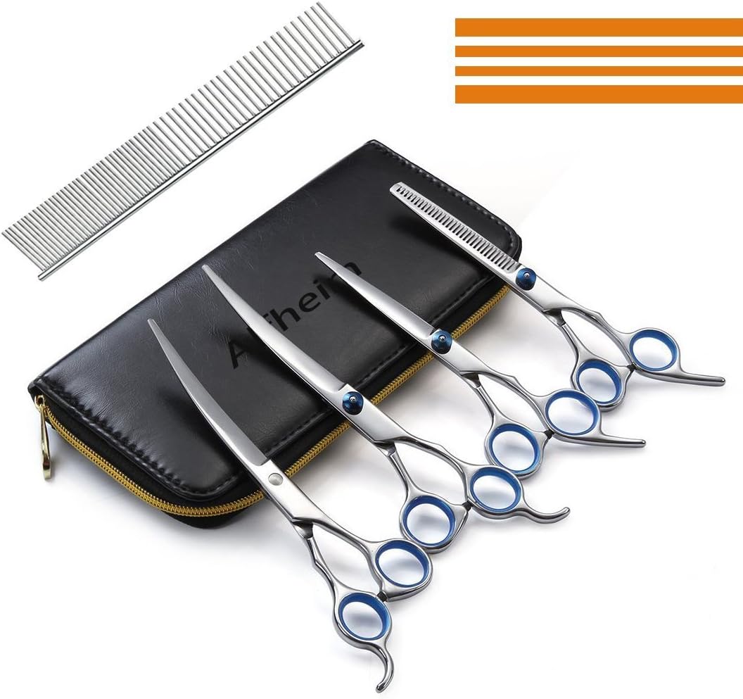 Tijeras para perros, Alfheim Professional 4 piezas Pet Hair Grooming