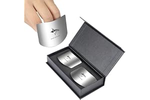 MAD SHARK Chef Finger Guards for Cutting with Gift Box, 2pcs Premium 304 Stainless Steel Finger Protectors for Cutting, Slicing and Chopping Vegetables, Fruits and Meat, Avoid Hurting Kitchen Tools