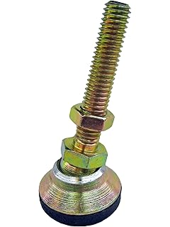 J.W. Winco 6T2SNS Series SNSM Carbon Steel Threaded Stud Type Snap-Lock Non-Skid Leveling Mount Yellow Zinc Plated Finish Inch Size 3/8-16 Thread Size 2 Thread Length 2800lbs Maximum Load Capacity