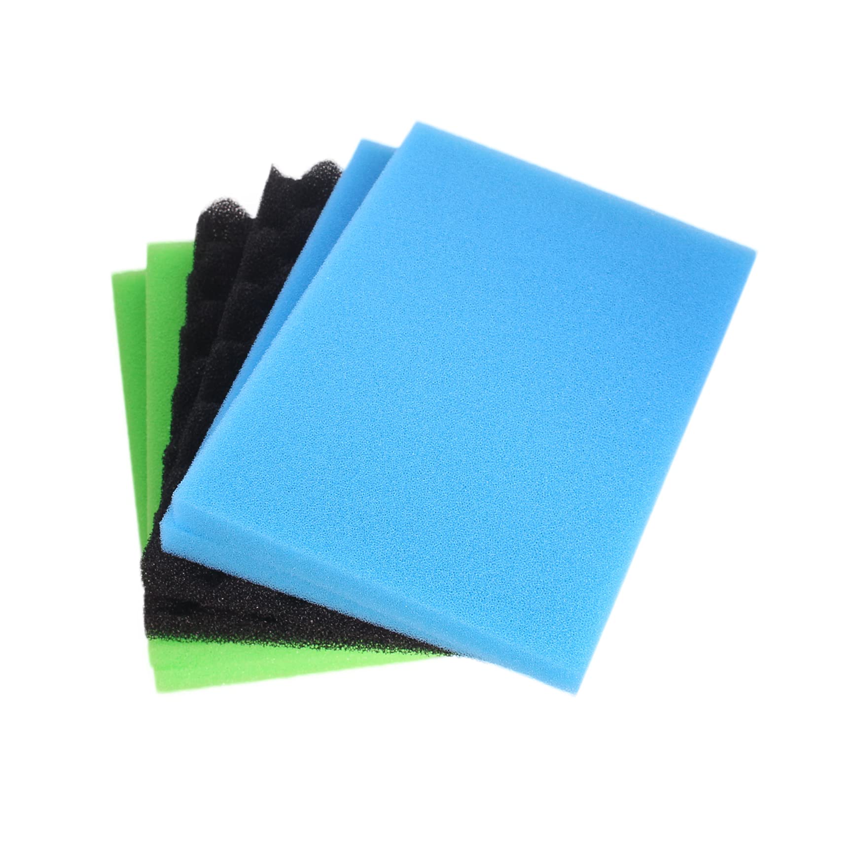 INGVIEE Filter Foam Sponge Set Replacement compatible with Blagdon Mini-Pond 4500L and 6000L Models (2x Black Coarse, 2x Green Medium, 2x Blue Fine)