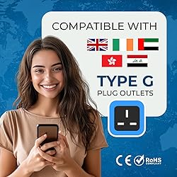 OREI USA to UK Travel Plug Adapter - Type G Travel