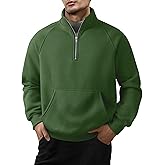 JMIERR Men's Fleece Quarter Zip Pullover Sweater Casual Cotton Fall Winter Family Outfit Warm Mock Neck with Pockets