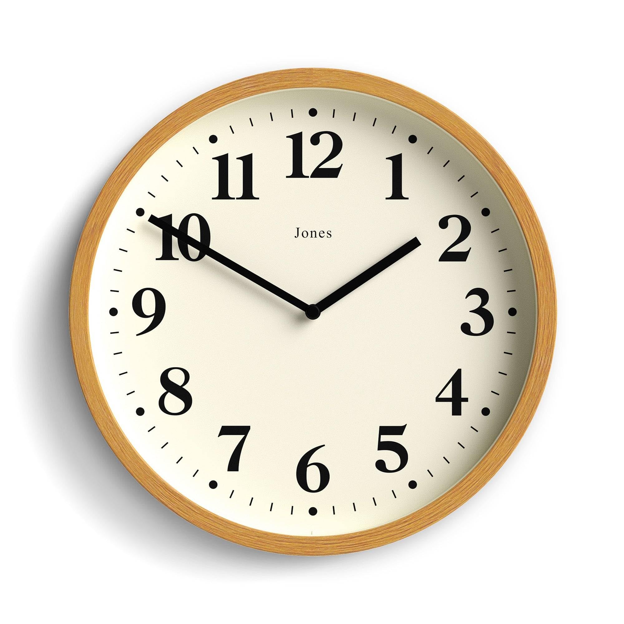 Jones Clocks® Lodge wall clock | Small modern clock | 25cm | Medium faux wood | Classic style for kitchen, living room or office