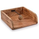 BHAVATU Rustic Farmhouse Wood Napkin Holder, Napkin Holder for kitchen Tables, Counter tops, Indoor and outdoor, Picnic, Restaurants, Cafe, Vintage Home decor (8" X 8" X 2.8")