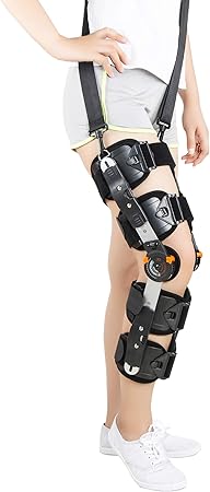 Amazon Reaqer 膝サポーター 医療ヒンジ付き膝rom膝ブレース 角度調節可能な多関節サポート 靭帯裂傷 関節炎 十字靭帯 半月板 損傷 回復 Reaqer ひざ用