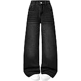 Peakpride Girls Baggy Jeans Wide Straight Leg High Elastic Waisted Denim Pants Fashion Y2k Boyfriend Skater Streetwear