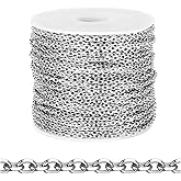 [66 FT] Stainless Steel Rolo Cable Chains Bulk for Jewelry Making, 1.5mm 304 Stainless Steel Diamond-Cut Oval Cable Links Chains Roll Spool for DIY Craft Jewelry Making