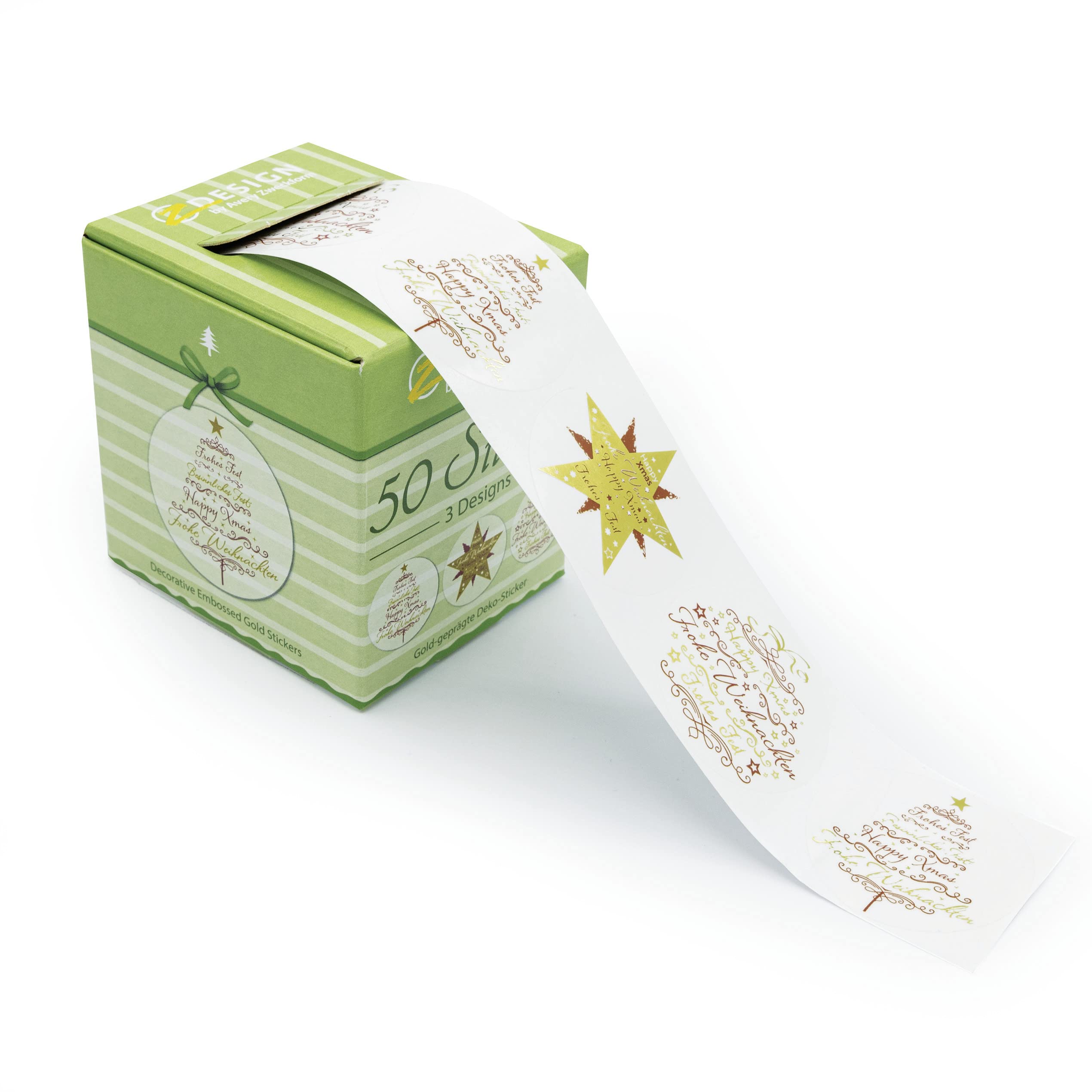 Avery Zweckform 56825-A Stickers on a Roll Christmas 50 Stickers in Dispensing Box (Strong Packaging)
