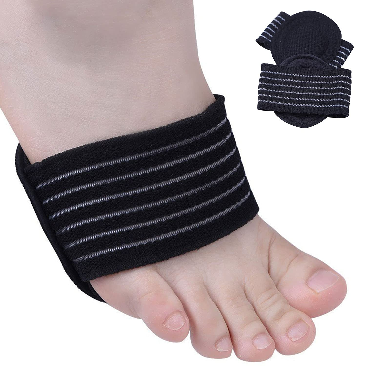 PEDIMEND 2 Pairs Extra Thick Cushioned Compression Arch Support with More Padded Comfort for Plantar Fasciitis, Fallen Arches, Heel Spurs, Flat and Achy Feet Problems (for Men and Women)