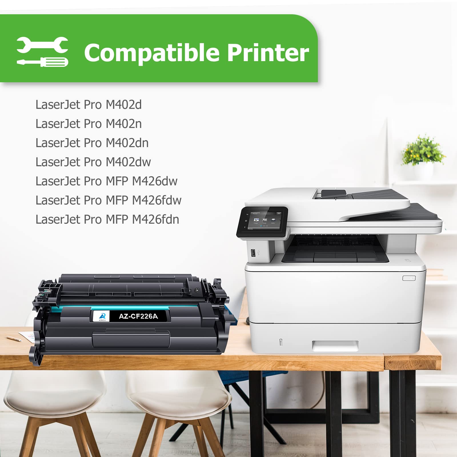 Aztech Compatible Toner Cartridge Replacement for HP 26A CF226A Pro M402n M402dw M402dn Pro MFP M426fdw M426fdn M426dw Printer (Black 4-Pack)