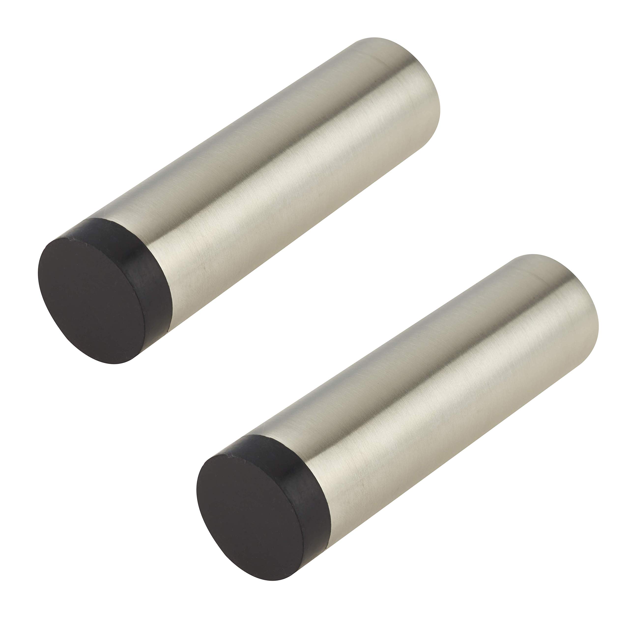 Door Stop Wall or Skirting Mounted Chunky Pattern Satin Stainless Steel 105mm Projection Pack of 2