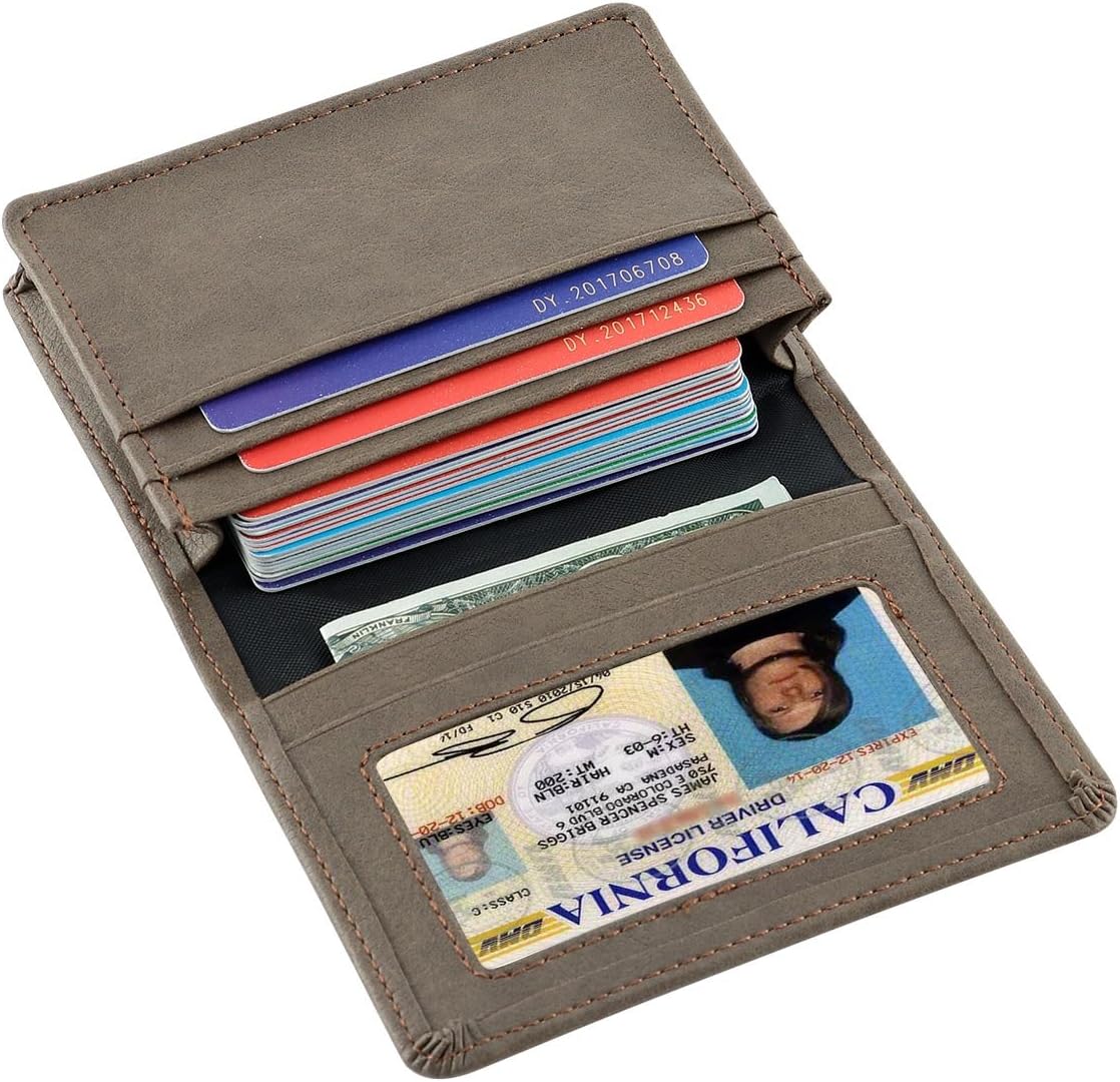Small Wallet Credit Card Holder Large Capacity Bifold Card Wallet Organizer with ID Window for Men & Women